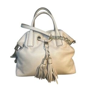 Michael Kors Satchel Leather Shoulder Bag Chain Detail Designer Purse